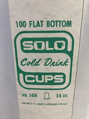 Vintage Solo Waxed Paper Cups #140 Beer 14oz 100 In Carton Festival New - Image 1 of 4