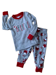 BELIEVE Santa 2-teiliges Pyjama-Set von RAE DUNN Größe 12 Monate Kleinkind WEIHNACHTEN - Bild 1 von 4