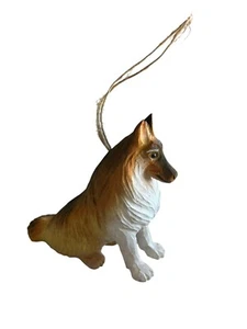 Wooden Hand Carved Collie Dog Figurine Miniature Ornament Christmas 3.5 " Gift - Picture 1 of 8