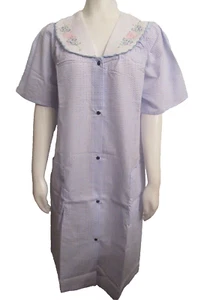 DreamCrest Size M Duster Cover Up Blue White Gingham Seersucker Lightweight NWT - Picture 1 of 12