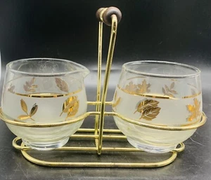 Vintage Libbey Glass Gold Leaf Sugar and Creamer - Picture 1 of 4