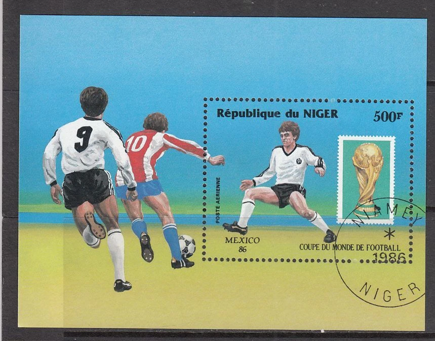 Niger - 500f World Cup Championship, Mexico (Used M/S) 1986 (CV $5) - Image 1 of 1