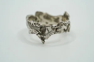 Brutalist Molten Sterling Silver Artisan Thumb Ring Size 13.5 - Picture 1 of 13