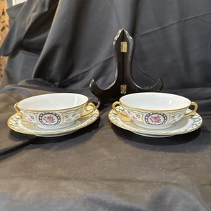 haviland limoges louveciennes Set Of 2 Double Handled Cream Soup Bowls And Sauce - Picture 1 of 11