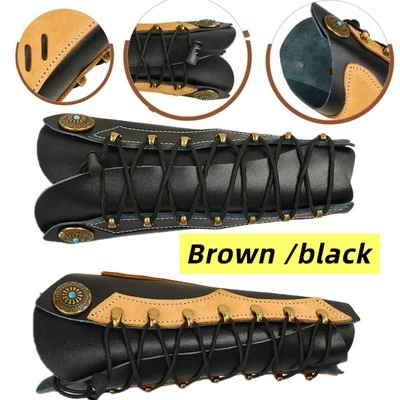 Genuine Cowhide Leather Arm Guards Protect For Arm Bow Hunting Target Shooting - Image 1 of 4