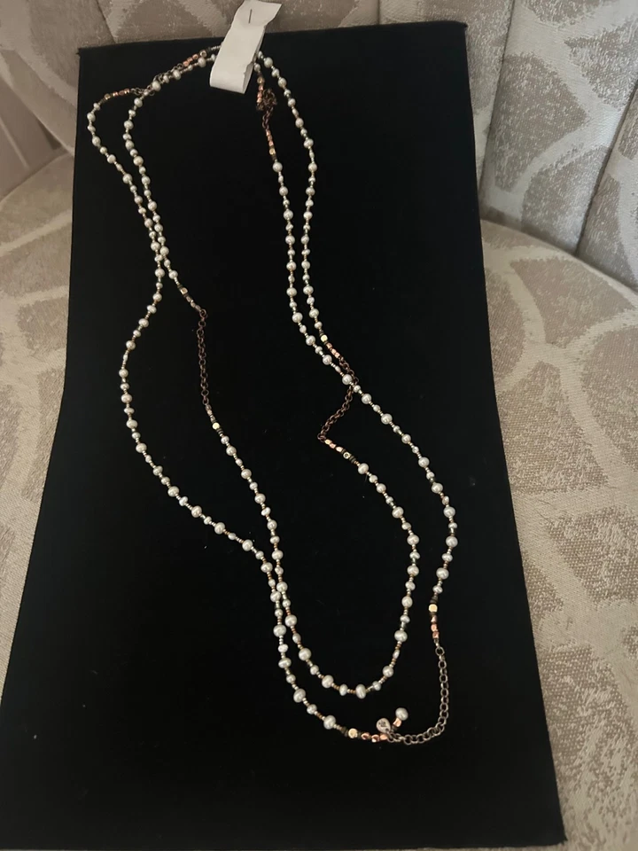 Silpada Sterling  60" "Magnificent Mile" SS/Copper/Pearl Necklace N1993 (69a) - Image 1 of 1