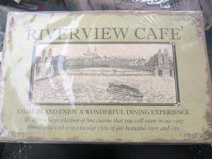 Riverview Cafe Tin Sign Ohio Mississippi River Boat Nautical Home Decor 10"x 16" - Picture 1 of 5