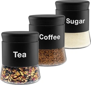 Sugar Tea Coffee Containers Set, Black Canisters for Kitchen, 26 OZ, BLACK - Picture 1 of 4