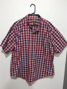Camisa de trabajo para hombre CE Schmidt 2XL roja/azul a cuadros manga corta bolsillo abotonado - Imagen 1 de 5