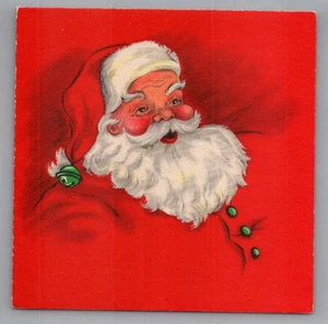 Biglietto di Natale Un Buon Natale Babbo Natale Campana Verde Punzone Renna Interno - Foto 1 di 4