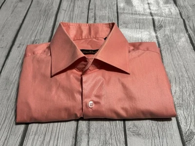 Camisa de vestir para hombre XL Christian Dior manga larga rosa salmón con botones Foto 1 de 4
