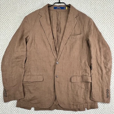 Polo Ralph Lauren Blazer Men L Brown Soft Tailored Linen Suit Jacket Sports Coat - Image 1 of 4