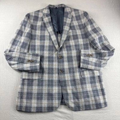 Jos A Bank Reserve Silk Wool Blazer 44L Plaid 2 Button Tailored Fit Lanificio - Image 1 of 4