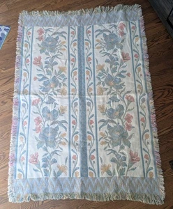 De Colección Años 90 Tapiz Tejido Flores Manta Pasteles Casa Floral Algodón EE. UU.  - Imagen 1 de 3