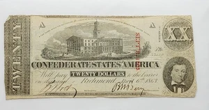 1863 $20 The Confederate States of America, Richmond, VA  No. 33050? - Picture 1 of 9