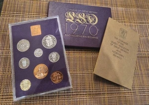 UK GB Elizabeth II.  1970 Royal Mint Proof 8 Kursmünzensatz.  Letztes Jahr von £SD - Bild 1 von 5