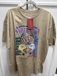 Rare Mitchell Ness throwback T-shirt Super Bowl X X XI Packers Patriots men’s XL - Picture 1 of 8