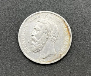 900/- Silbermünze, 5 Mark, Friedrich, Grosherzog von Baden, G, 1875, D. Reich - Bild 1 von 2