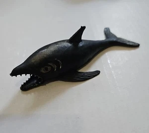 Vintage Rubber Shark 1970s Jiggler Uglies Hong Kong Toy Black Sea Monster - Picture 1 of 13