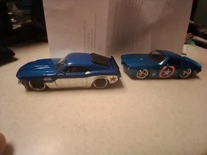 Jada Marvel 1:32 1972 Pontiac Firebird Captain America 1970 Mustang Boss 429 - Picture 1 of 7