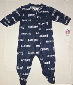New England Patriots Baby Blue Zip Coverall Loungewear One Piece Pajamas 3-6 mos - Picture 1 of 2
