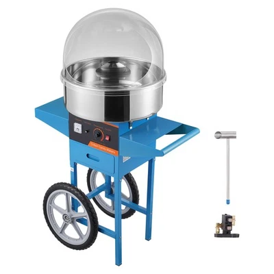 Uimoso Commercial Cotton Candy Machine with Cart Cover Sugar Floss Maker Blue - Image 1 of 4