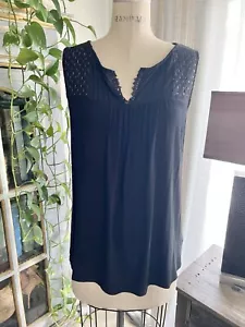 Knox Rose Boho Black Top Crochet Sequins Flowy Tassel Ties Women’s Large - Picture 1 of 9