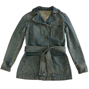Calvin Klein Womens Vintage Retro Grunge Cowgirl Y2K Denim Trench Jacket Size M - Picture 1 of 8