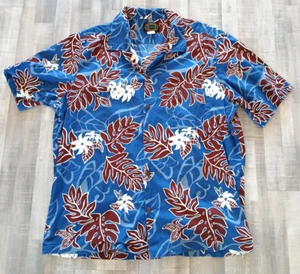 Hawaiian Reserve Collection Mens Aloha Shirt XL Floral Hawaiian AOP Blue Red - Picture 1 of 6