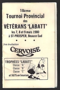RARE 1980 Veterans Labatt Tournament FRENCH Hockey Schedule !!! - Picture 1 of 3