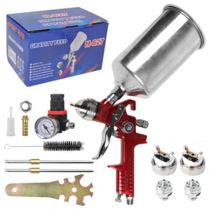 HVLP Spray Gun Set Car Paint Primer Varnish 1.4/1.7/2.5mm Fluid Tip&Accessories - Picture 1 of 9