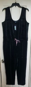 Tommy Hilfiger VELOUR Pants Drawstring ROMPER BLACK (Size LARGE) NWT MSRP $79 - Picture 1 of 13