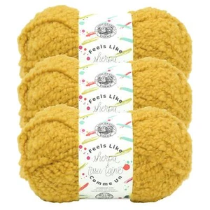 (3 Pack) Lion Brand Yarn 161-159C Feels Like Sherpa Yarn, Mustard - Picture 1 of 7