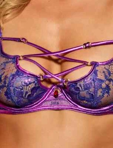 HONEY BIRDETTE SEXY LILIAN PURPLE BRA 32D BNWT - Picture 1 of 4