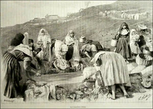 1891:SARDEGNA,COSTUMI,PAESAGGI=CARATTERISTICHE LAVANDAIE DI OSILO..SASSARI.ETNA - Bild 1 von 2