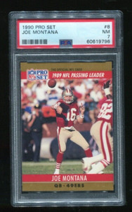PSA 1990 Pro Set #8 Joe Montana NFL Passing Leader Football Card PSA 7 NM