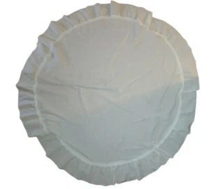 Yellow/Beige Round Fabric Tablecloth with hanging Ruffle 52" Diameter 7" Drop - Picture 1 of 6