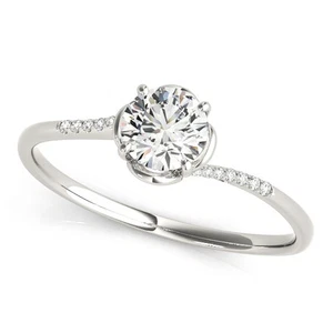 1/3 Carat Petite Floral Swirl Round Diamond Ring in White Gold - Picture 1 of 4