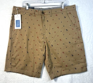 Pantalones Cortos Jachs New York Bleeker 9" Bronceados Palmeras Para Hombre Talla 34 Golf Playa NUEVO - Imagen 1 de 7