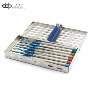Implantes dentales de punta serrada elevadores de raíz PDL con bandeja de esterilización - Imagen 1 de 3