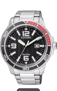 CITIZEN AW152051E ECO DRIVE BLACK DATE INDICATOR DIAL STAINLESS STEEL MENS WATCH - Picture 1 of 5