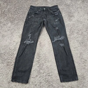 Levis 511 Jeans Mens 31 Black Slim Fit Low Rise Distressed Denim Comfort Stretch - Picture 1 of 13