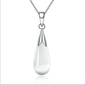 Halskette mit weißem Strass Sterlingsilber Anhänger kostenloser Versand - Bild 1 von 2