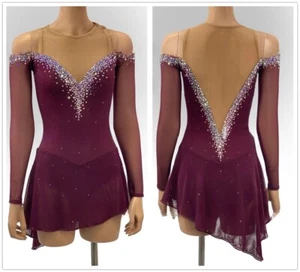 Vestido de competición de patinaje artístico sobre hielo disfraz de gimnasia baile vestido teñido - Imagen 1 de 8
