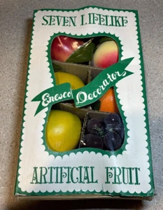 Enesco 7 Pc Ceramic Artificial Fruit Set Occupied Japan Mid Century Modern - Picture 1 of 12