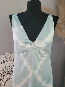Pepe Jeans Ibiza Boho Coachella Maxi Kleid Satin Batik Slip Dress Türkis Neu - Bild 1 von 7
