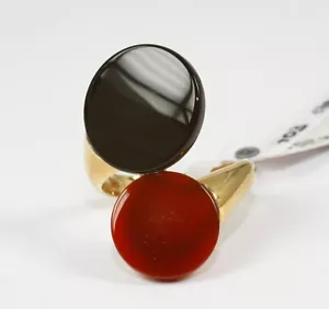 Anillo Con Onix Y Carneola, 585 Oro Amarillo 14 Quilates Peso: 8,1 Gramos - Imagen 1 de 3