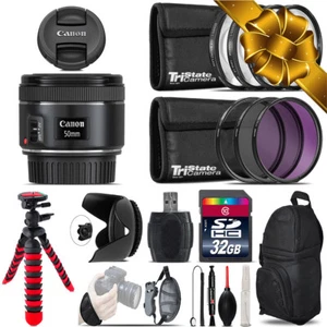 Canon EF 50mm f/1.8 STM Lens + Macro Filter Kit & More - 32GB Accessory Kit - Picture 1 of 10