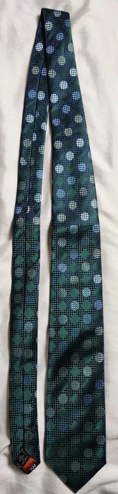 Corbata Ben Sherman verde vivo geométrica diamante y círculos 100 % seda hecha en China Foto 1 de 4