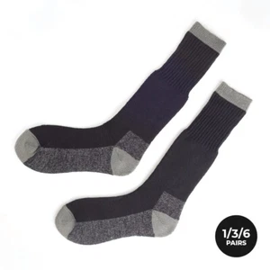 Mens Crew Socks Black Grey Heavy Duty Work Business Thick (7-11) - Picture 1 of 6